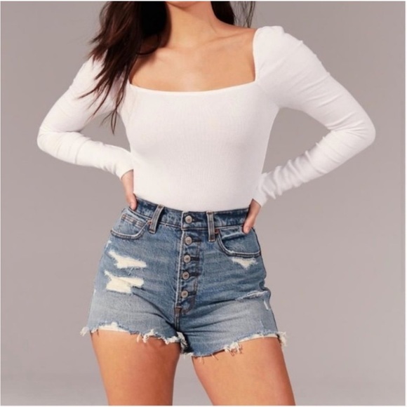 Abercrombie & Fitch Pants - Abercrombie Denim Ultra High Rise Mom Shorts Distressed Medium light wash 4/27